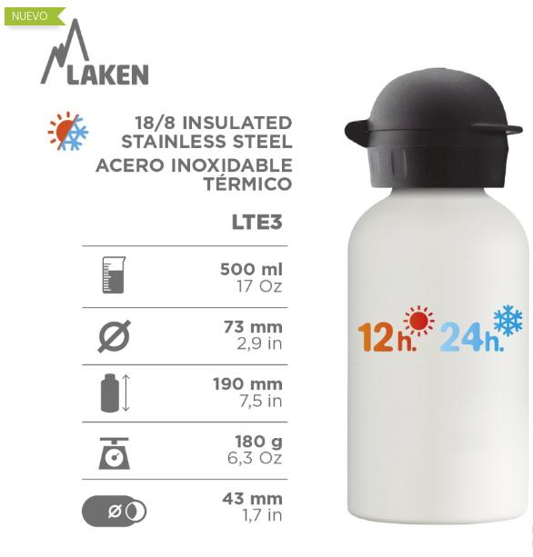 Botella Infantil Térmica De Acero Inoxidable 0,35 L Tapón Hit Jumping LAKEN